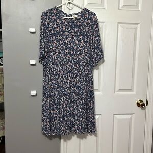 Floral tiered gauzy dress XL